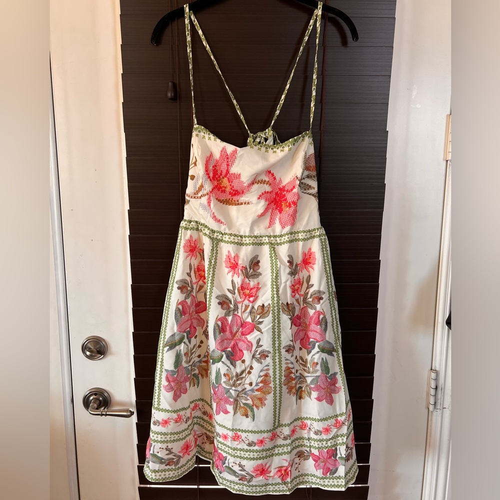 SHEIN Backless Floral Dress in Pink and Green